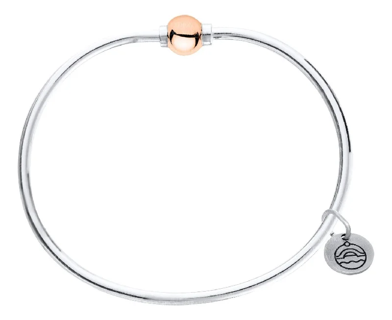 Bracelets For Everyday Glam-Sterling Silver Cape Cod Bracelet with 14k Rose Bead 7 inches