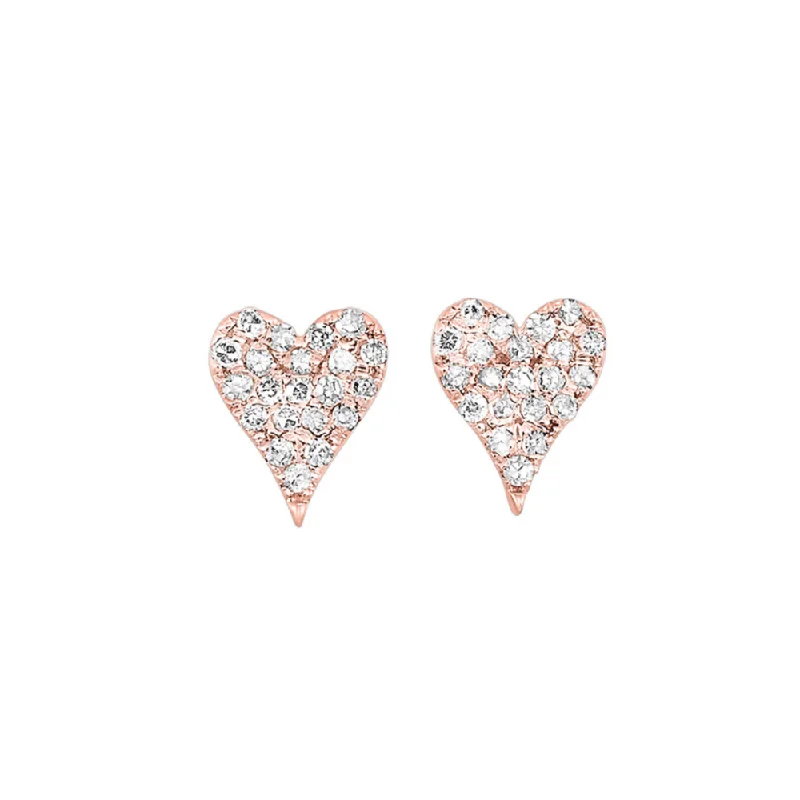 Crystal Drop Earrings For Elegant Look-1/5 Ctw Diamond Heart Earrings in 10 Karat Rose Gold