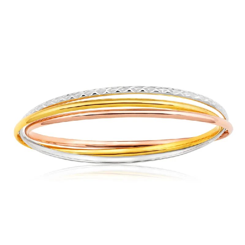 Bangles With Charms-9ct Opulent Yellow Gold Silver Filled Bangle