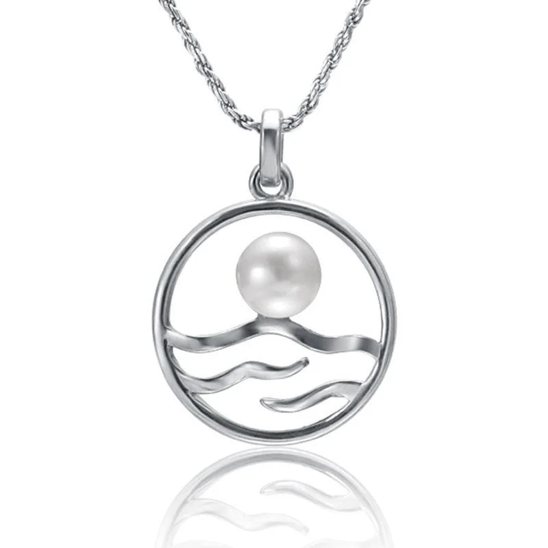 Fashionable Gold Bar Necklaces For Bold Look-Circular Wave Necklace with White Pearl