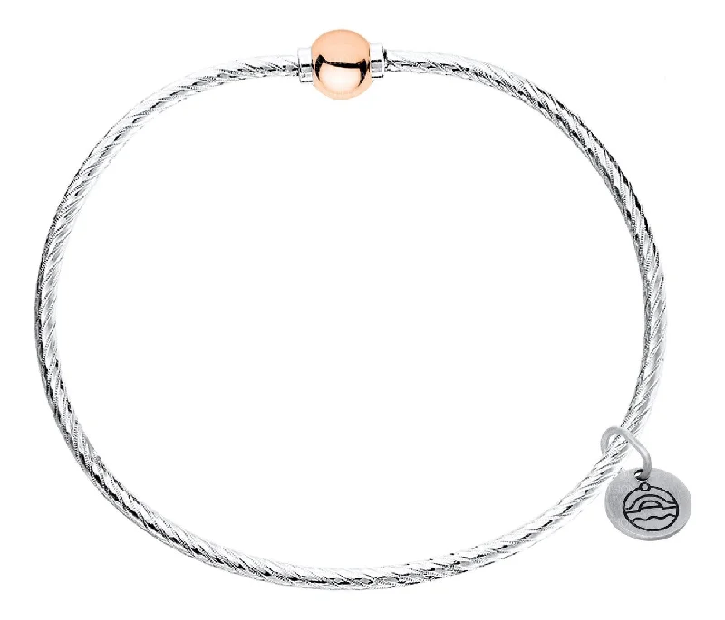 Bracelets For Bridal Accessories-Sterling Silver 14KT Rose Gold Patterned Cape Cod Bracelet 7 inches