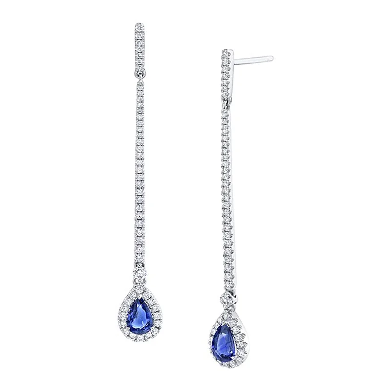 Beautiful Gold Earrings For Special Occasions-Diamond and Sapphire Drop Earrings