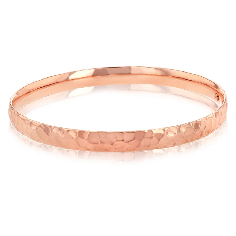 Bangles With Adjustable Sizes-9ct Rose Gold Silverfilled Diamond Cut Bangle