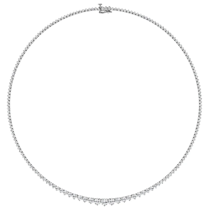 Classic Silver Chain Necklaces For Elegant Wear-9.60 cttw Rivera Necklace with Round Lab Diamond by Mercury Rings