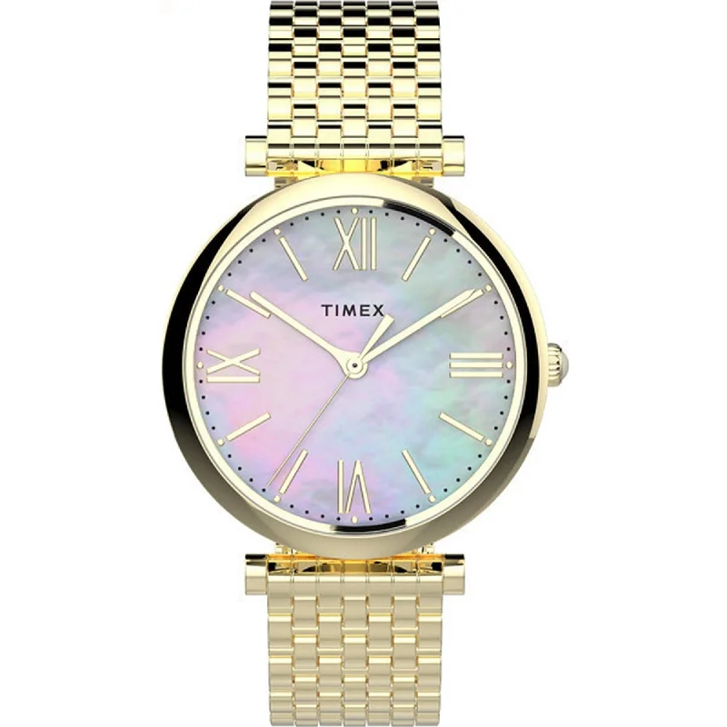 Watches With Unique Styles-Timex Women's Watch - Parisienne Mother of Pearl Dial Steel Bracelet | TW2T79100VQ