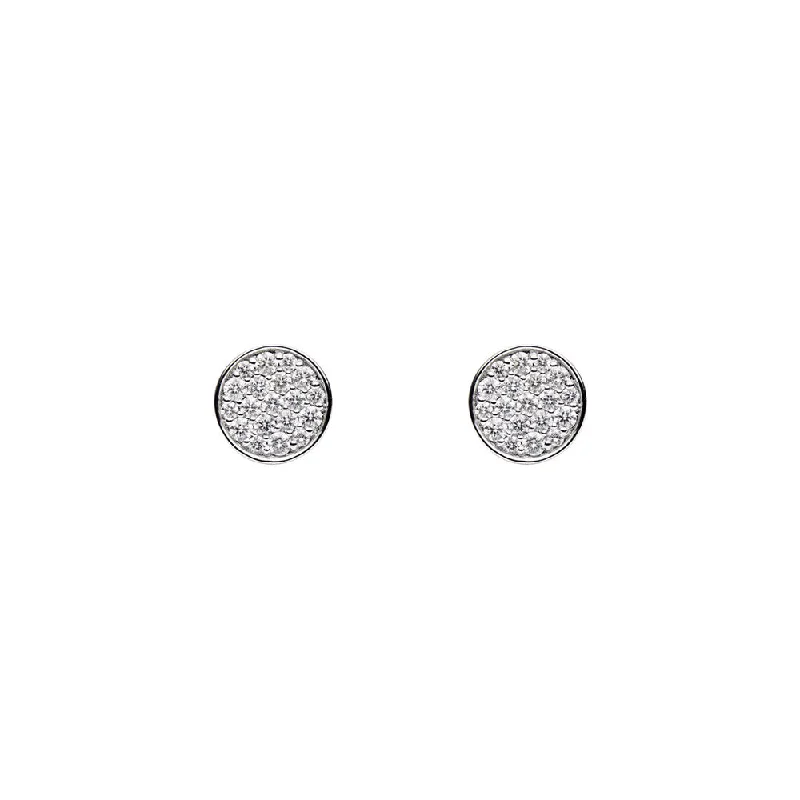 Minimalist Stud Earrings For Work-18 Karat White Gold Disc Diamond Stud Earrings