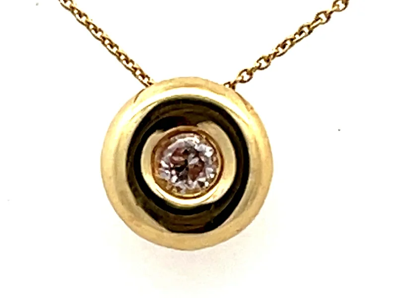 Custom Crystal Necklaces For Personalized Jewelry-Small Round Diamond Pendant Necklace 18k Yellow Gold