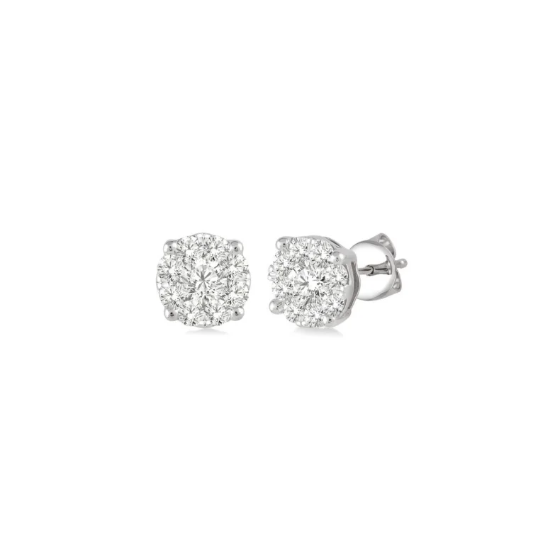 Simple Drop Earrings For Easy Wear-14 Karat White Gold 1/6 Carat Lovebright Diamond Earrings