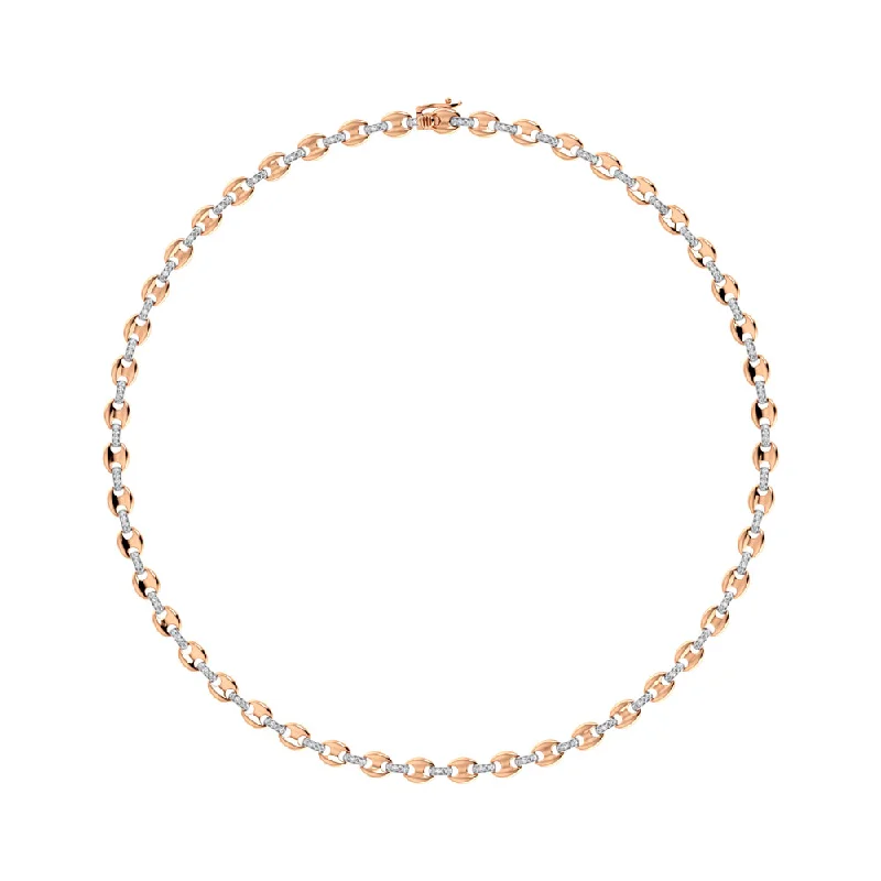 Elegant Heart Shaped Necklaces For Romantic Fashion-Diamond 1 1/3 Ct.Tw. Puffy Mariner Link Necklace in 14K Rose Gold