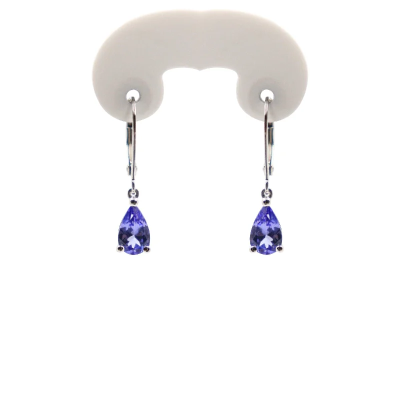 Classic Crystal Earrings For Wedding Style-9kt White Gold Pear Tanzanite Earrings