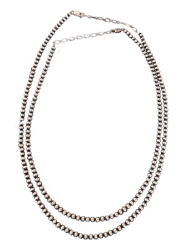 Gold Plated Necklaces With Diamonds-16" + 18" 4mm Navajo Pearl Necklace