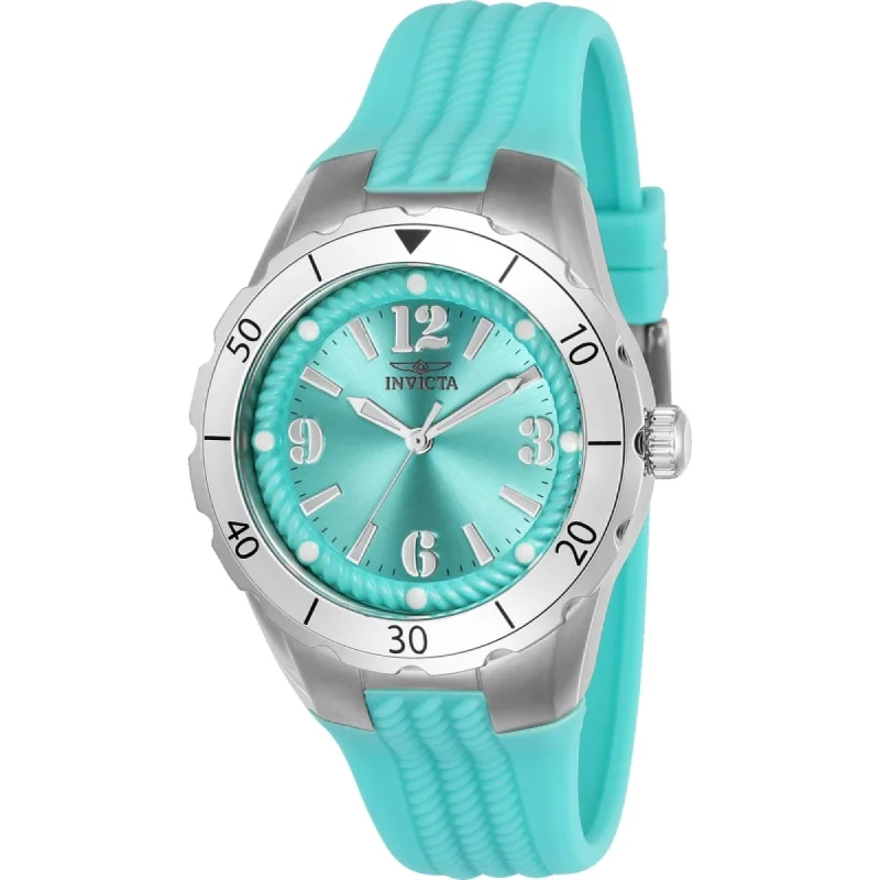 Watches For Extravagant Styles-Invicta Women's Watch - Angel Silver Case Light Blue Silicone Rubber Strap | 24124