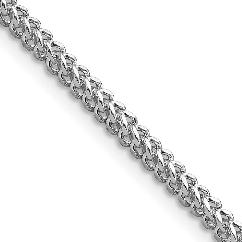 Elegant Diamond Necklaces For Weddings-14K White Gold 2.3mm Franco with Lobster Clasp Chain Necklace