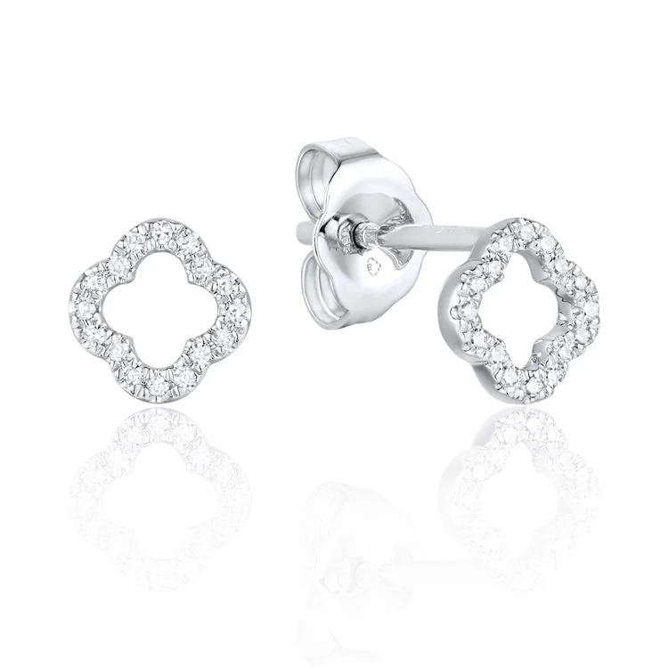 Fancy Earrings For Evening Parties-Luvente 14k Gold Diamond Stud Earring E03833