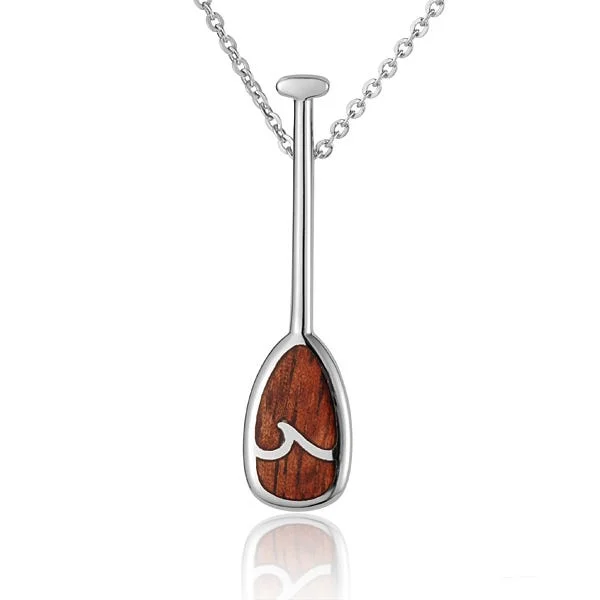 Stunning Gold Pendant Necklaces For Glamour-Sterling Silver Koa Wood Paddle Pendant 18" Necklace