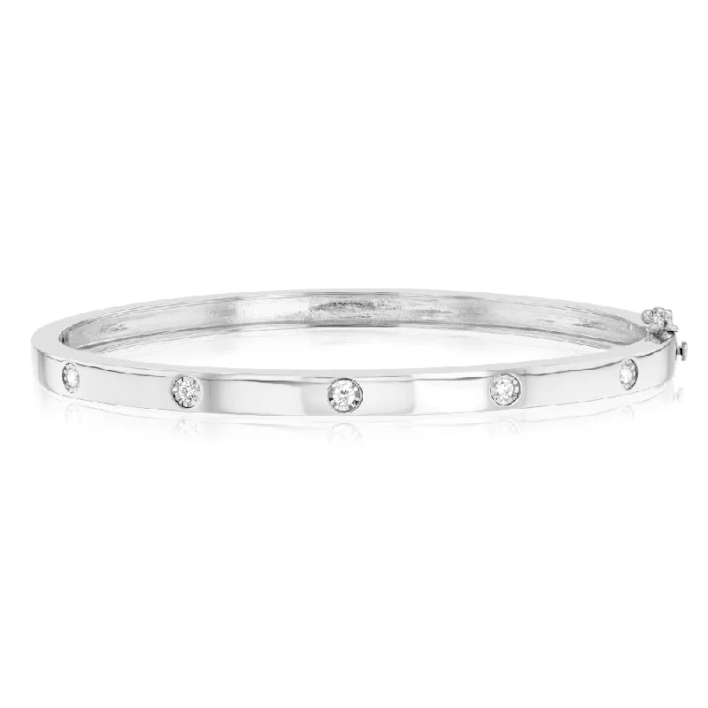 Bangles For Bridal Gifts-Luminesce Lab Grown 0.15 Carat Diamond Bangle in Sterling Silver