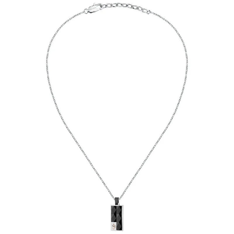 Diamond Pendant Necklaces For Special Occasions-Men Ceramic Silver Necklace