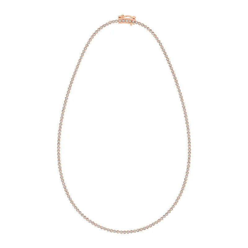 Simple Pearl Necklaces For Everyday Wear-14K Rose Gold 5 3/4 Ct.Tw. Diamond Fashion Necklace (13 inches + 3 inches extender chain)